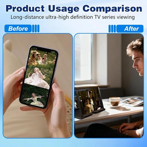 مكبر شاشة الهاتف الذكي، مكبر شاشة مكبر للهاتف المحمول ثلاثي الأبعاد عالي الدقة للأفلام ومقاطع الفيديو والألعاب، حامل هاتف خلوي قابل للطي مع مضخم شاشة، يدعم جميع الهواتف الذكية (12 بوصة) in Kuwait