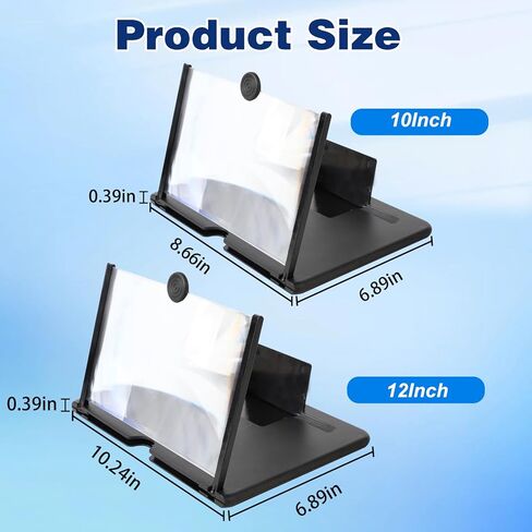مكبر شاشة الهاتف الذكي، مكبر شاشة مكبر للهاتف المحمول ثلاثي الأبعاد عالي الدقة للأفلام ومقاطع الفيديو والألعاب، حامل هاتف خلوي قابل للطي مع مضخم شاشة، يدعم جميع الهواتف الذكية (12 بوصة) in Kuwait