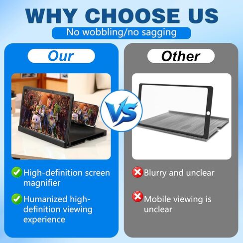 Screen Magnifier for Cell Phone, 2026 New 3D HD Magnifing Screen Enlarger Projector for Movies Videos and Gaming, Foldable Phone Stand Holder with Screen Magnifier Compatible with All Phones (10 in) in Saudi Arabia