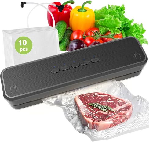 Vacuum Sealer Machine, Fast-Compact/Multi-Functional Vacuum Sealer for Food with Starter Kites, Dry/Moist Mode & External Vacuum System, Built-in Cutter & 10 Vacuum Bags in Saudi Arabia