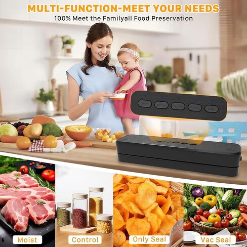 Vacuum Sealer Machine, Fast-Compact/Multi-Functional Vacuum Sealer for Food with Starter Kites, Dry/Moist Mode & External Vacuum System, Built-in Cutter & 10 Vacuum Bags in Saudi Arabia