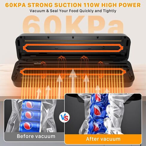 Vacuum Sealer Machine, Fast-Compact/Multi-Functional Vacuum Sealer for Food with Starter Kites, Dry/Moist Mode & External Vacuum System, Built-in Cutter & 10 Vacuum Bags in Saudi Arabia