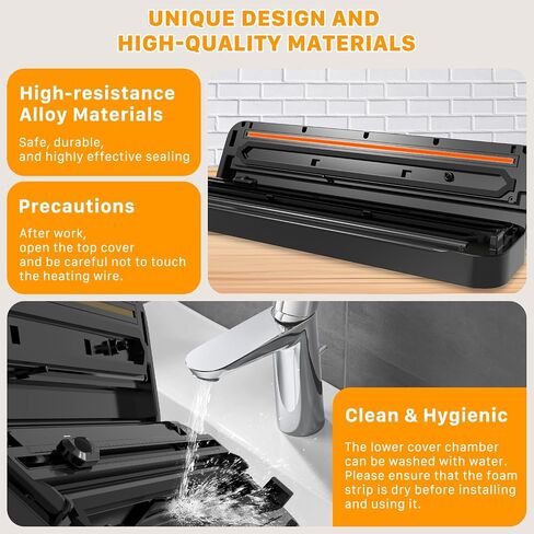 Vacuum Sealer Machine, Fast-Compact/Multi-Functional Vacuum Sealer for Food with Starter Kites, Dry/Moist Mode & External Vacuum System, Built-in Cutter & 10 Vacuum Bags in Saudi Arabia
