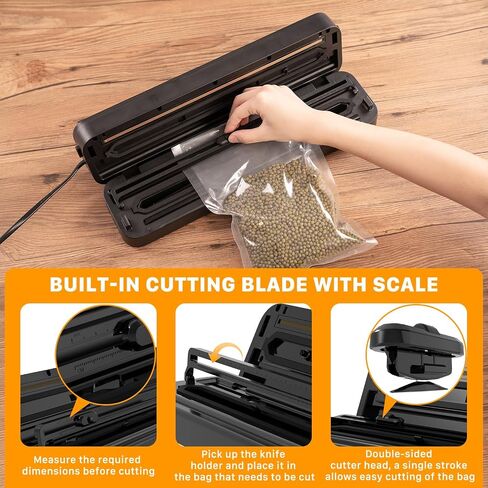 Vacuum Sealer Machine, Fast-Compact/Multi-Functional Vacuum Sealer for Food with Starter Kites, Dry/Moist Mode & External Vacuum System, Built-in Cutter & 10 Vacuum Bags in Saudi Arabia
