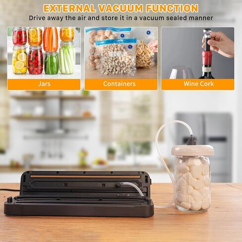 Vacuum Sealer Machine, Fast-Compact/Multi-Functional Vacuum Sealer for Food with Starter Kites, Dry/Moist Mode & External Vacuum System, Built-in Cutter & 10 Vacuum Bags in Saudi Arabia
