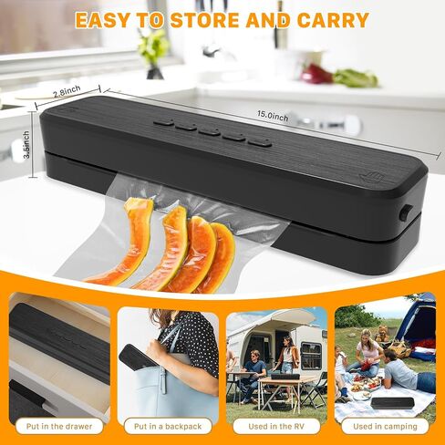 Vacuum Sealer Machine, Fast-Compact/Multi-Functional Vacuum Sealer for Food with Starter Kites, Dry/Moist Mode & External Vacuum System, Built-in Cutter & 10 Vacuum Bags in Saudi Arabia