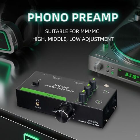 مم | MC Phono Preamp، مضخم فونوغراف استيريو صغير احترافي لمشغل تسجيل القرص الدوار، لعشاق الموسيقى (قابس أمريكي (تيار متردد 120 فولت 60 هرتز)) in Saudi Arabia