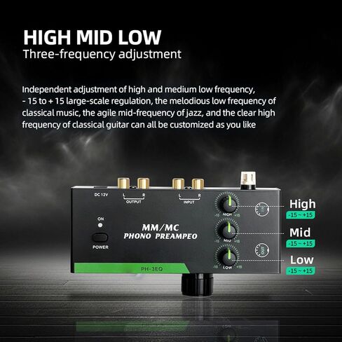 مم | MC Phono Preamp، مضخم فونوغراف استيريو صغير احترافي لمشغل تسجيل القرص الدوار، لعشاق الموسيقى (قابس أمريكي (تيار متردد 120 فولت 60 هرتز)) in Saudi Arabia