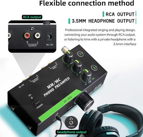 مم | MC Phono Preamp، مضخم فونوغراف استيريو صغير احترافي لمشغل تسجيل القرص الدوار، لعشاق الموسيقى (قابس أمريكي (تيار متردد 120 فولت 60 هرتز)) in Saudi Arabia