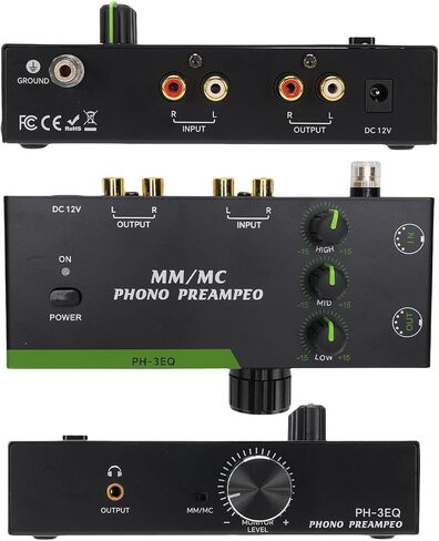 Phono Preamp للقرص الدوار، إدخال وإخراج XLR ذو 5 سنون، كسب قابل للتعديل بثلاثة مستويات، التحكم في الجهير والصوت الثلاثي، صوت منزلي لـ MM وMC، مشغل تسجيل الفونوغراف. (الولايات المتحدة التوصيل 100-240 فولت) in Kuwait
