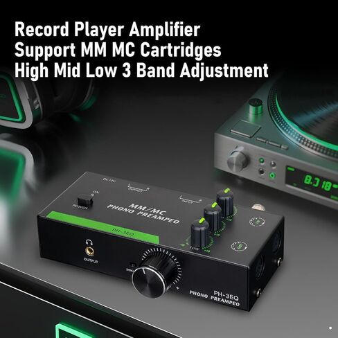Phono Preamp for Turntable, 5 pin XLR Input and Output, 3-Level Adjustable Gain, Bass and Treble Control, Home Audio for MM & MC, Phonograph Record Player. (US Plug 100-240V) in Saudi Arabia