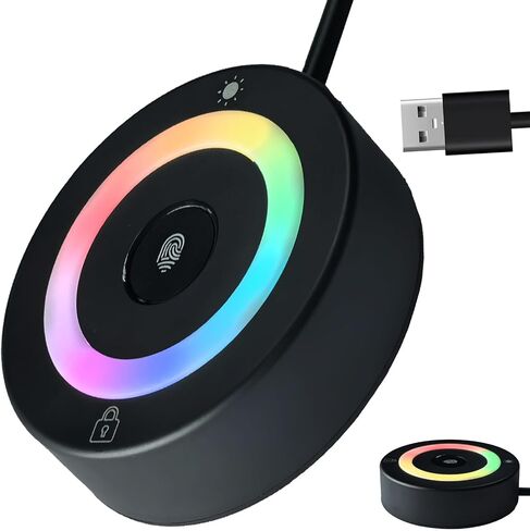 قارئ بصمات الأصابع USB للكمبيوتر الشخصي والكمبيوتر المحمول، ماسح ضوئي بيومتري Windows Hello مع لمسة 360 درجة، تسجيل دخول سريع <1 ثانية، مفتاح أمان محمول لنظام التشغيل Windows 10/11 in Saudi Arabia