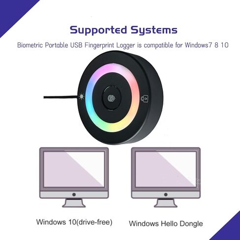 قارئ بصمات الأصابع USB للكمبيوتر الشخصي والكمبيوتر المحمول، ماسح ضوئي بيومتري Windows Hello مع لمسة 360 درجة، تسجيل دخول سريع <1 ثانية، مفتاح أمان محمول لنظام التشغيل Windows 10/11 in Saudi Arabia