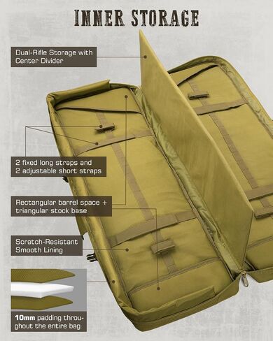 Gonex Double Rifle Case Soft Bag 36"/42'', Tactical Long Gun Backpack with Lockable YKK Zippers, Multi-Pocket Storage, 3-Way Carry, Durable Outdoor Gear Bag in Saudi Arabia