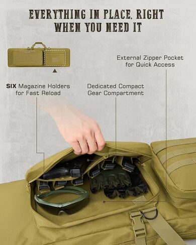 Gonex Double Rifle Case Soft Bag 36"/42'', Tactical Long Gun Backpack with Lockable YKK Zippers, Multi-Pocket Storage, 3-Way Carry, Durable Outdoor Gear Bag in Saudi Arabia