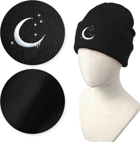 Funny Ghost Knit Beanie Hats for Men and Women, Black Goth Cool Winter Skull Knit Hat in Saudi Arabia