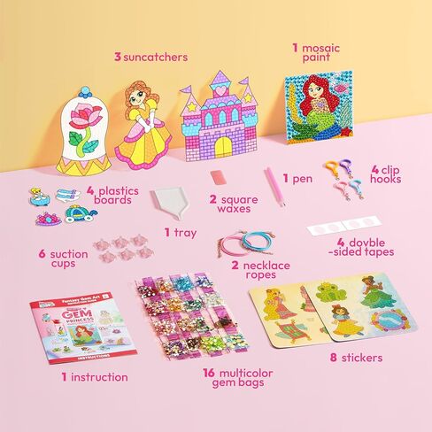 Klever Kits 16 Projects Gem Painting, Kids Diamond Gem Painting Kit with 5D Gem, Arts and Crafts for Girls Ages 6-12, Gem Craft Activities Kits, Premium Art Gift Ideas for Girls Ages 6, 7, 8+ in Kuwait