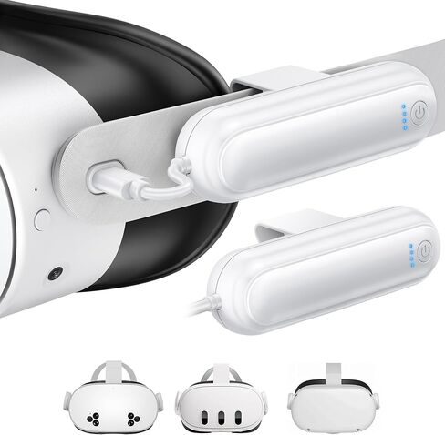 حزمة بطاريات Kinwin مكونة من قطعتين لـ Meta Quest 3S/3/2، بطارية شحن سريعة بقدرة 20000 مللي واط في الساعة 18 وات لملحقات Oculus Quest 3S/3، سماعة رأس VR ممتدة، شاحن خفيف الوزن ومحمول لمدة 2-4 ساعات إضافية in Kuwait