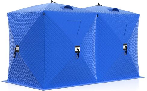 GarveeHome Pop Up Ice Fishing Tent for 3-4 People, Portable Insulated Hub Shelter with Windproof Design, 210d Oxford Fabric Winter Shelter Includes Anchors & Bag in Saudi Arabia