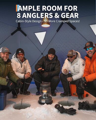 GarveeHome Pop Up Ice Fishing Tent for 3-4 People, Portable Insulated Hub Shelter with Windproof Design, 210d Oxford Fabric Winter Shelter Includes Anchors & Bag in Saudi Arabia