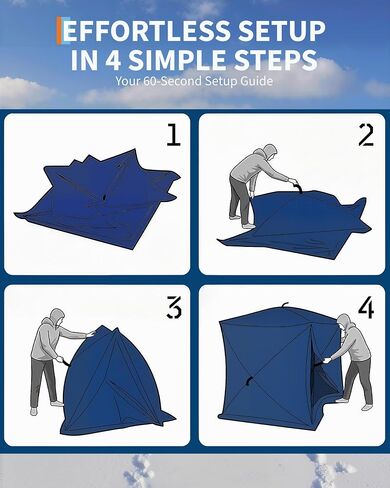 GarveeHome Pop Up Ice Fishing Tent for 3-4 People, Portable Insulated Hub Shelter with Windproof Design, 210d Oxford Fabric Winter Shelter Includes Anchors & Bag in Saudi Arabia