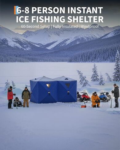 GarveeHome Pop Up Ice Fishing Tent for 3-4 People, Portable Insulated Hub Shelter with Windproof Design, 210d Oxford Fabric Winter Shelter Includes Anchors & Bag in Saudi Arabia