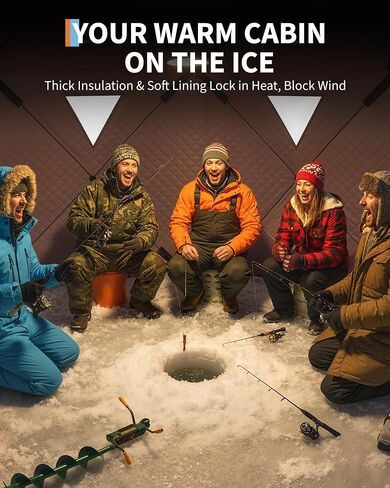 GarveeHome Pop Up Ice Fishing Tent for 3-4 People, Portable Insulated Hub Shelter with Windproof Design, 210d Oxford Fabric Winter Shelter Includes Anchors & Bag in Saudi Arabia