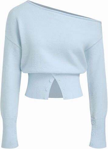 CIDER Off The Shoulder Sweaters for Women Cute Long Sleeve One Shoulder Fall Outfits Knit Pullover Sweater Tops Trendy in Saudi Arabia