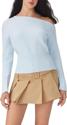CIDER Off The Shoulder Sweaters for Women Cute Long Sleeve One Shoulder Fall Outfits Knit Pullover Sweater Tops Trendy in Saudi Arabia