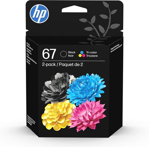 HP 67 Black / Tri-color Ink Cartridges (2 Pack) | Works with HP DeskJet 1255, 2700, 4100 Series, HP ENVY 6000, 6400 Series | Eligible for Instant Ink | 3YP29AN in Saudi Arabia