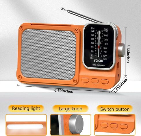 Portable AM/FM Radio with Bluetooth, Rechargeable Battery, Reading Lamp, Dual Power Supply, Pointer Tuner, Headphone Jack for Home and Emergency Use,Headphone Jack for Elderly and Kids (Black) in Saudi Arabia