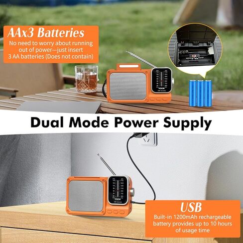 Portable AM/FM Radio with Bluetooth, Rechargeable Battery, Reading Lamp, Dual Power Supply, Pointer Tuner, Headphone Jack for Home and Emergency Use,Headphone Jack for Elderly and Kids (Black) in Saudi Arabia