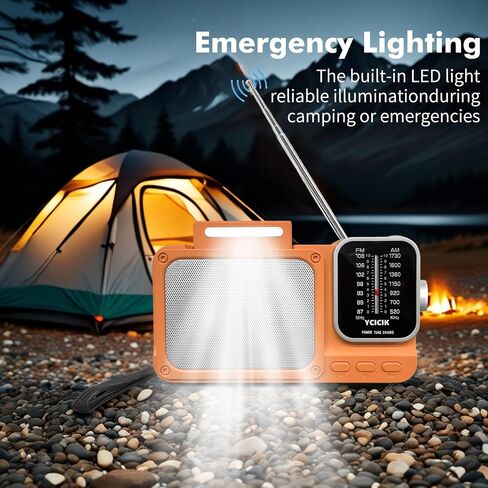 Portable AM/FM Radio with Bluetooth, Rechargeable Battery, Reading Lamp, Dual Power Supply, Pointer Tuner, Headphone Jack for Home and Emergency Use,Headphone Jack for Elderly and Kids (Black) in Saudi Arabia