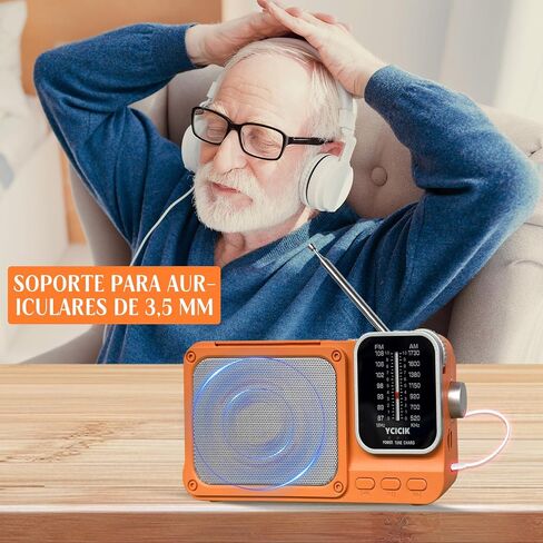 Portable AM/FM Radio with Bluetooth, Rechargeable Battery, Reading Lamp, Dual Power Supply, Pointer Tuner, Headphone Jack for Home and Emergency Use,Headphone Jack for Elderly and Kids (Black) in Saudi Arabia