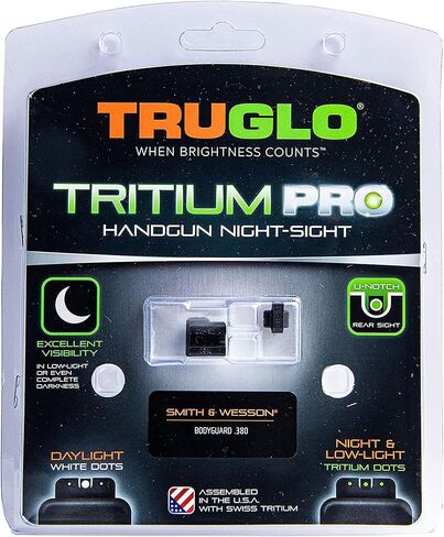 TruGlo Tritium Compact Pro يتوهج في الظلام ليلاً ونهارًا مسدس البصر مع حلقة قفل التركيز لحارس سميث آند ويسون .380 مسدسات (عبوتان) in Saudi Arabia