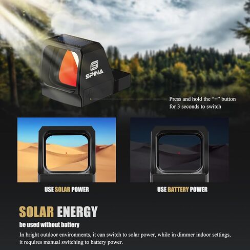 SPINA OPTICS Scorner Pro 1x22x25 تكتيكي 3 MOA نقطة حمراء شمسية للمسدسات، مقاومة للماء IPX7، مصنوعة من الألومنيوم 7075، مع 10 إعدادات سطوع in Kuwait