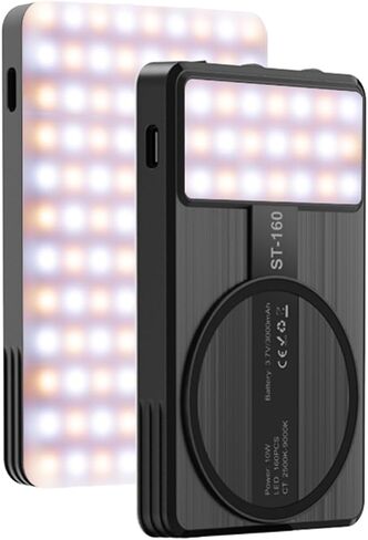 Magnetic Phone Light - 3 Color Temperature, 160 LED Selfie Light with Clip for Phone, Camera, Laptop, iPad, 3000mAh Portable Video Light for Tattoo/TikTok/Vlog/Zoom Calls/Makeup (White) in Kuwait