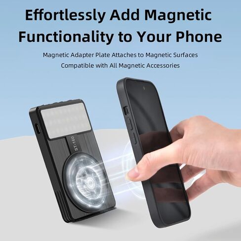 Magnetic Phone Light - 3 Color Temperature, 160 LED Selfie Light with Clip for Phone, Camera, Laptop, iPad, 3000mAh Portable Video Light for Tattoo/TikTok/Vlog/Zoom Calls/Makeup (White) in Kuwait