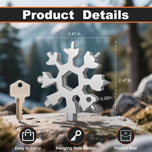 White Elephant Gift for Adults 2025 – 18 in 1 Snowflake Multi Tool,Stainless Steel EDC Gadget with Bottle Opener,Wrench & Key Ring – Christmas Stocking Stuffer for Dad,Husband,Men (Black) in Saudi Arabia