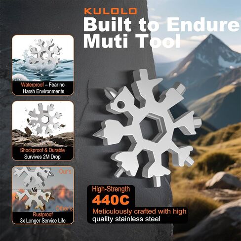 White Elephant Gift for Adults 2025 – 18 in 1 Snowflake Multi Tool,Stainless Steel EDC Gadget with Bottle Opener,Wrench & Key Ring – Christmas Stocking Stuffer for Dad,Husband,Men (Black) in Saudi Arabia