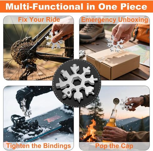 White Elephant Gift for Adults 2025 – 18 in 1 Snowflake Multi Tool,Stainless Steel EDC Gadget with Bottle Opener,Wrench & Key Ring – Christmas Stocking Stuffer for Dad,Husband,Men (Black) in Saudi Arabia