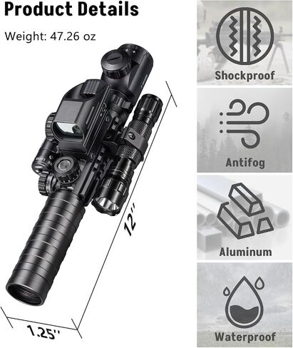 MidTen 3-9x32 Scope Combo with Dual Illuminated Scope Optics & 4 Holographic Reticle Red/Green Dot Sight & IIIA/2MW Laser Sight Rangefinder Illuminated Reflex Sight & 20mm Mount in Saudi Arabia