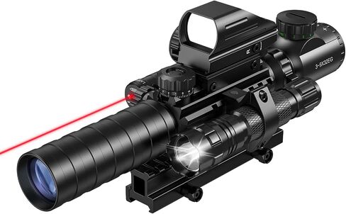 MidTen 3-9x32 Scope Combo with Dual Illuminated Scope Optics & 4 Holographic Reticle Red/Green Dot Sight & IIIA/2MW Laser Sight Rangefinder Illuminated Reflex Sight & 20mm Mount in Saudi Arabia