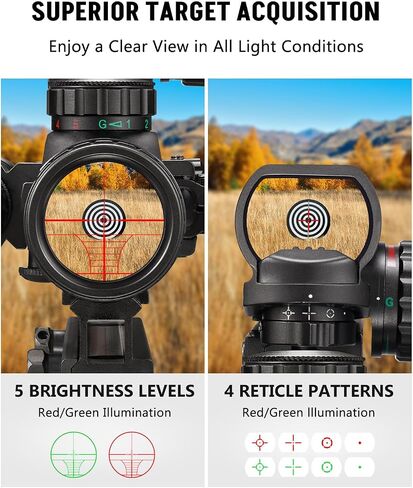 MidTen 3-9x32 Scope Combo with Dual Illuminated Scope Optics & 4 Holographic Reticle Red/Green Dot Sight & IIIA/2MW Laser Sight Rangefinder Illuminated Reflex Sight & 20mm Mount in Saudi Arabia