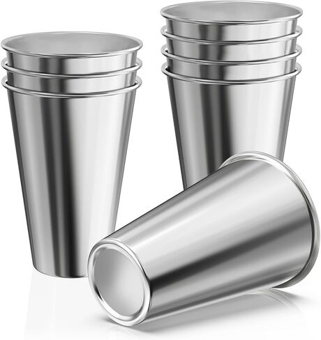 Set of 8 Stainless Steel Cups,12oz Stainless Steel Kids Cups,Stackable Metal Drinking Cups for Home, Party, Camping, Outdoor in Saudi Arabia