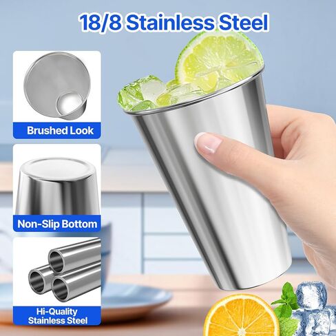 Set of 8 Stainless Steel Cups,12oz Stainless Steel Kids Cups,Stackable Metal Drinking Cups for Home, Party, Camping, Outdoor in Saudi Arabia