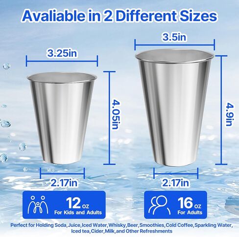 Set of 8 Stainless Steel Cups,12oz Stainless Steel Kids Cups,Stackable Metal Drinking Cups for Home, Party, Camping, Outdoor in Saudi Arabia