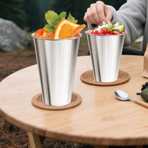 Set of 8 Stainless Steel Cups,12oz Stainless Steel Kids Cups,Stackable Metal Drinking Cups for Home, Party, Camping, Outdoor in Saudi Arabia