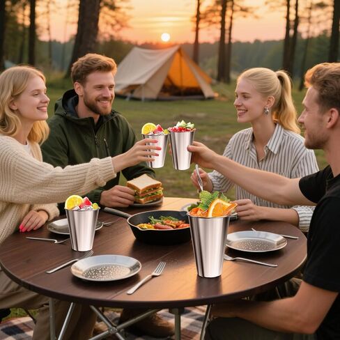Set of 8 Stainless Steel Cups,12oz Stainless Steel Kids Cups,Stackable Metal Drinking Cups for Home, Party, Camping, Outdoor in Saudi Arabia