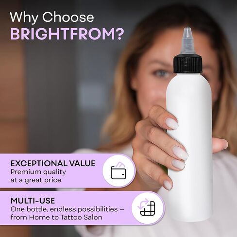 BRIGHTFROM Twist Top Applicator Bottles, Squeeze 6 OZ Empty Plastic Bottles, Refillable, Open/Close Nozzle - Multi Purpose (Pack of 2) (Black) in Saudi Arabia